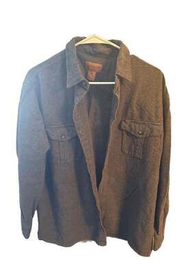 St. John's Bay Men's Dark Charcoal Grey 100% Cotton Flannel Shirt Jacket Shacket